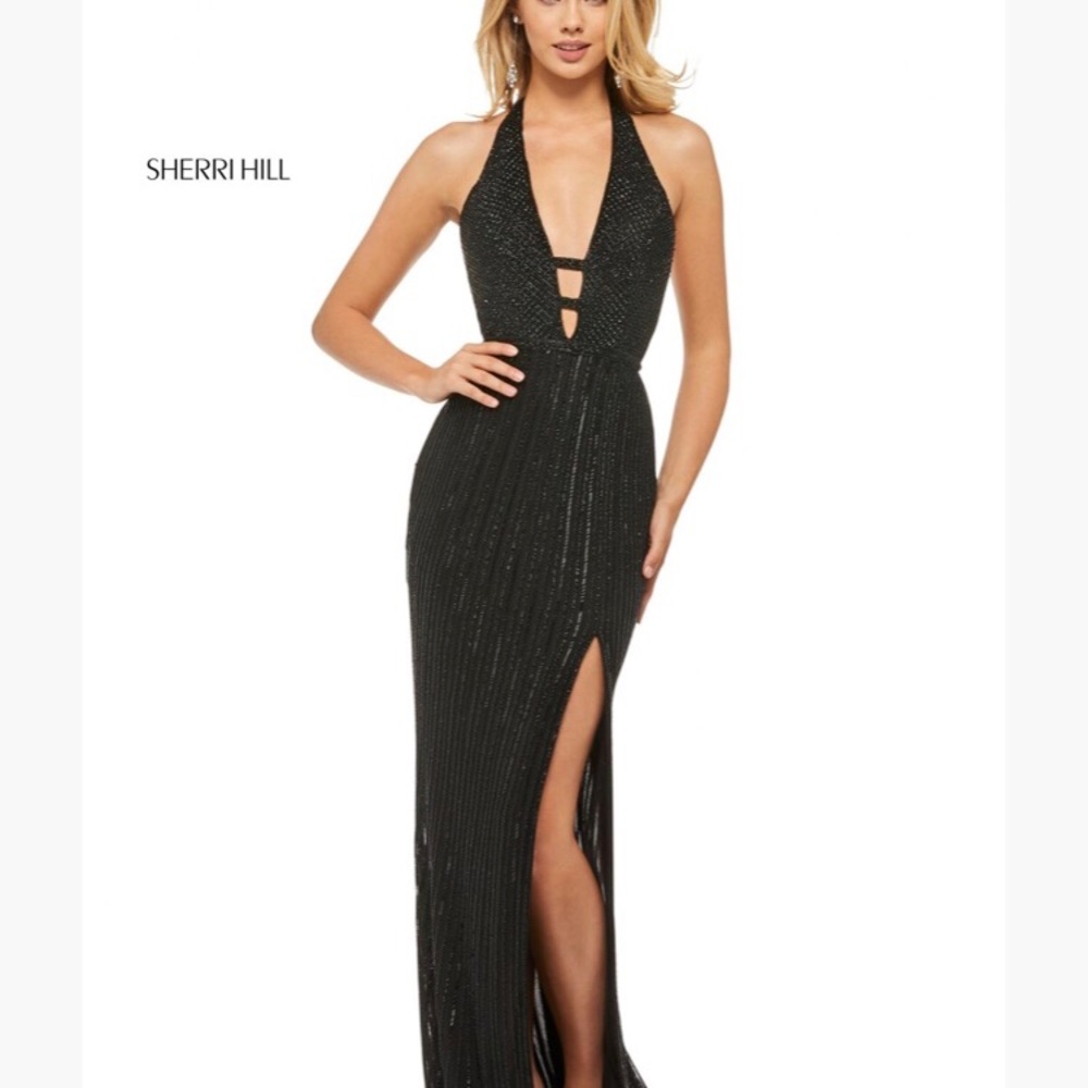 Sherri Hill Black Halter Gown